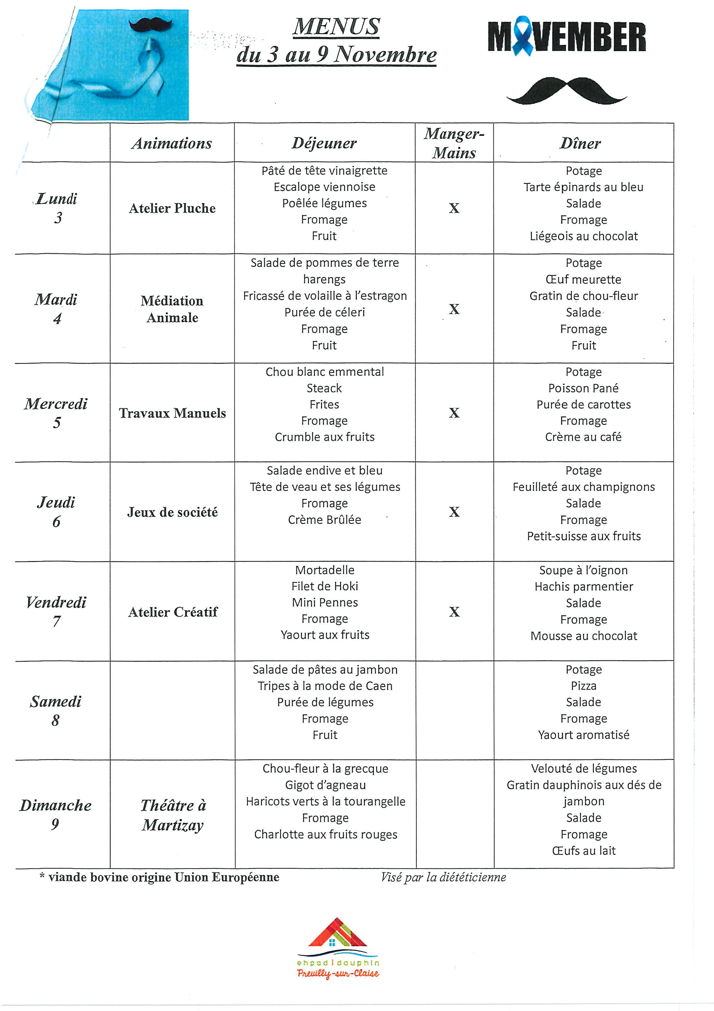 menus du 3 au 9 novembre 0001
