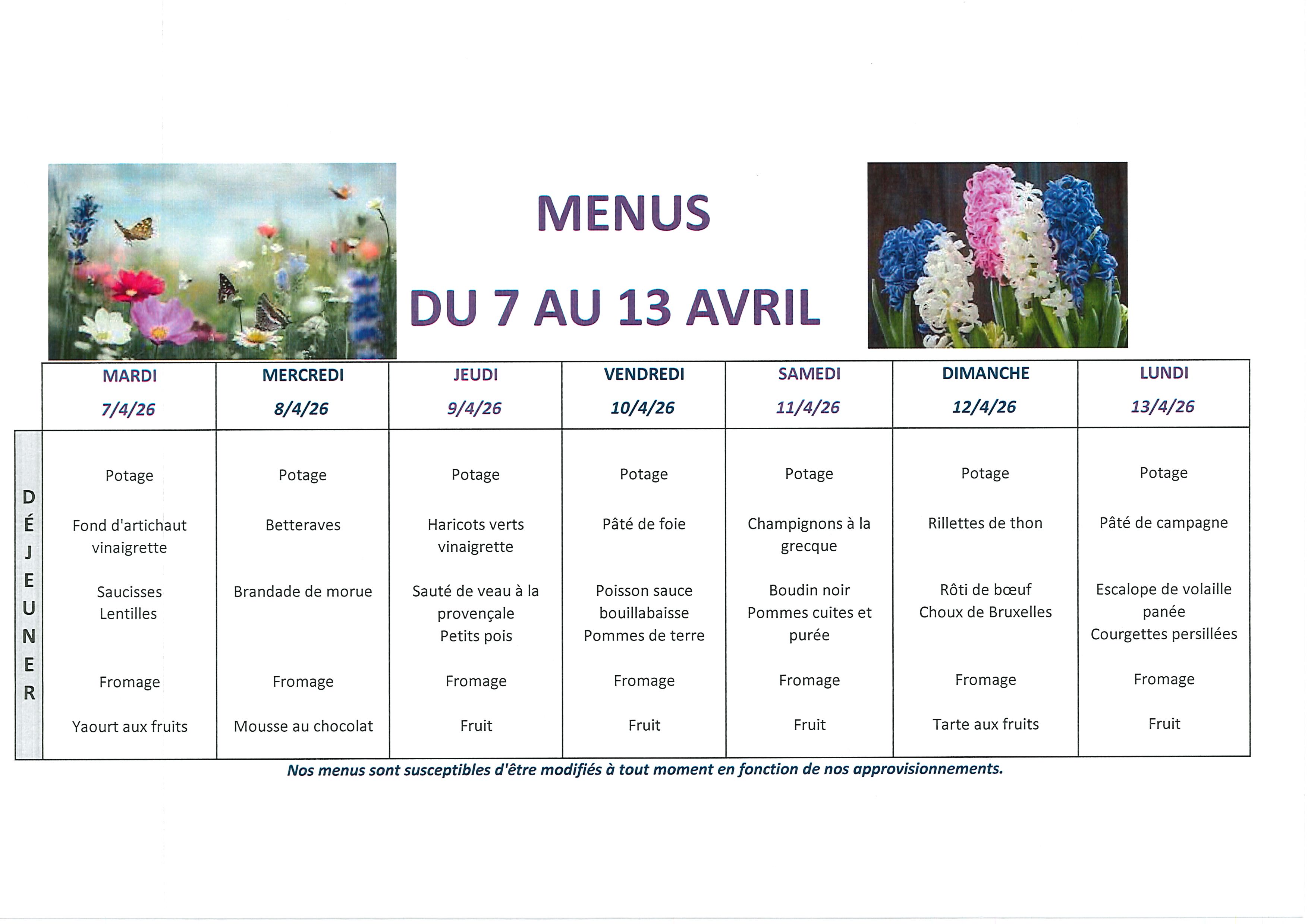 Menus Port du 7 au 13 avril 0001