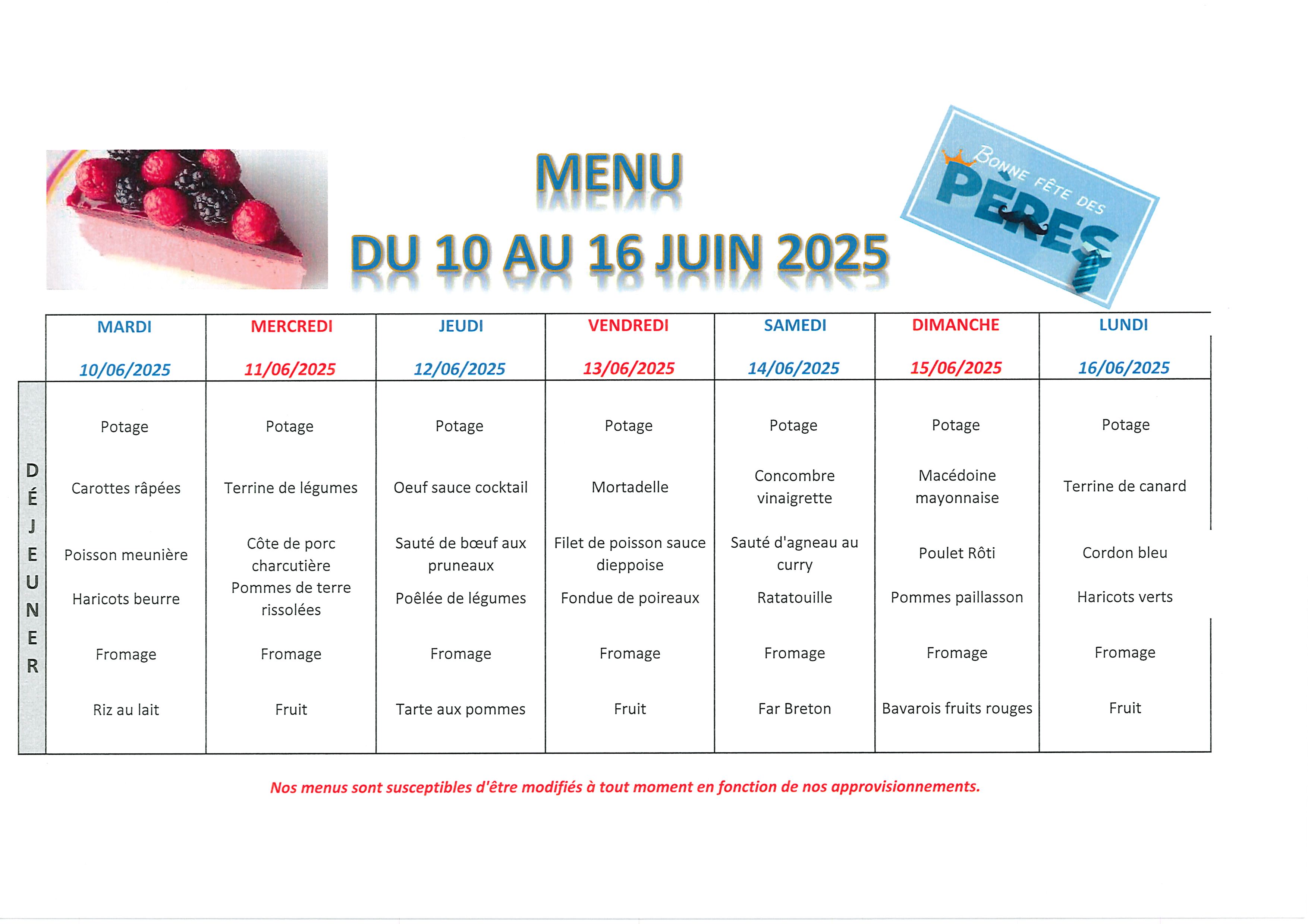 Menus port du 10 au 16 juin 0001