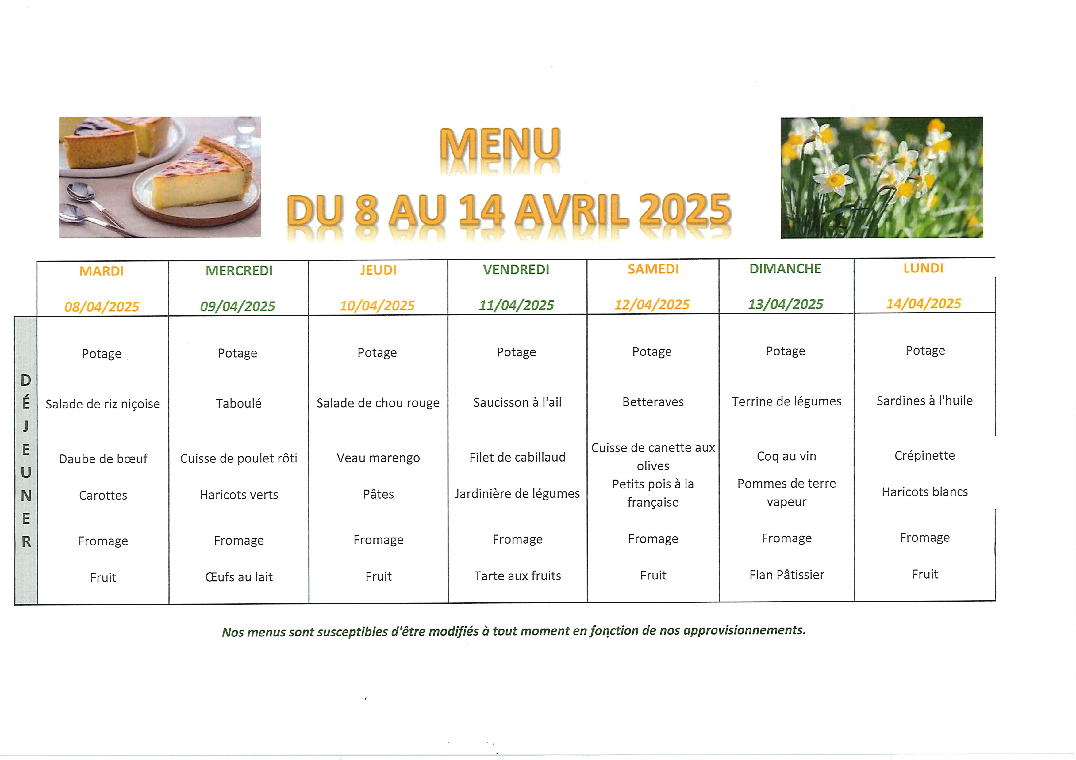 Menus portage du 8 au 14 avril 0001