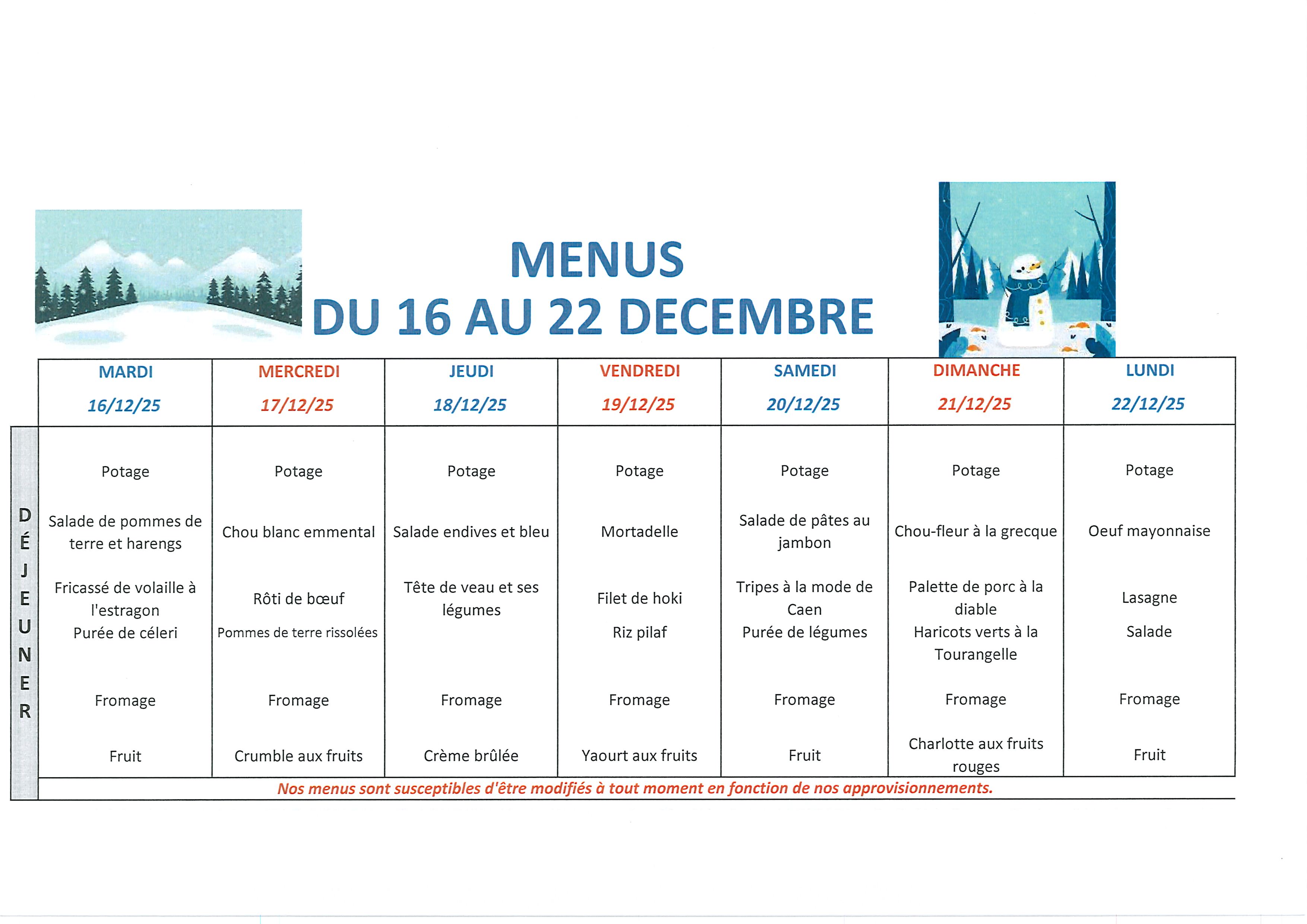 menu portage du 16 au 22 decembre 0001